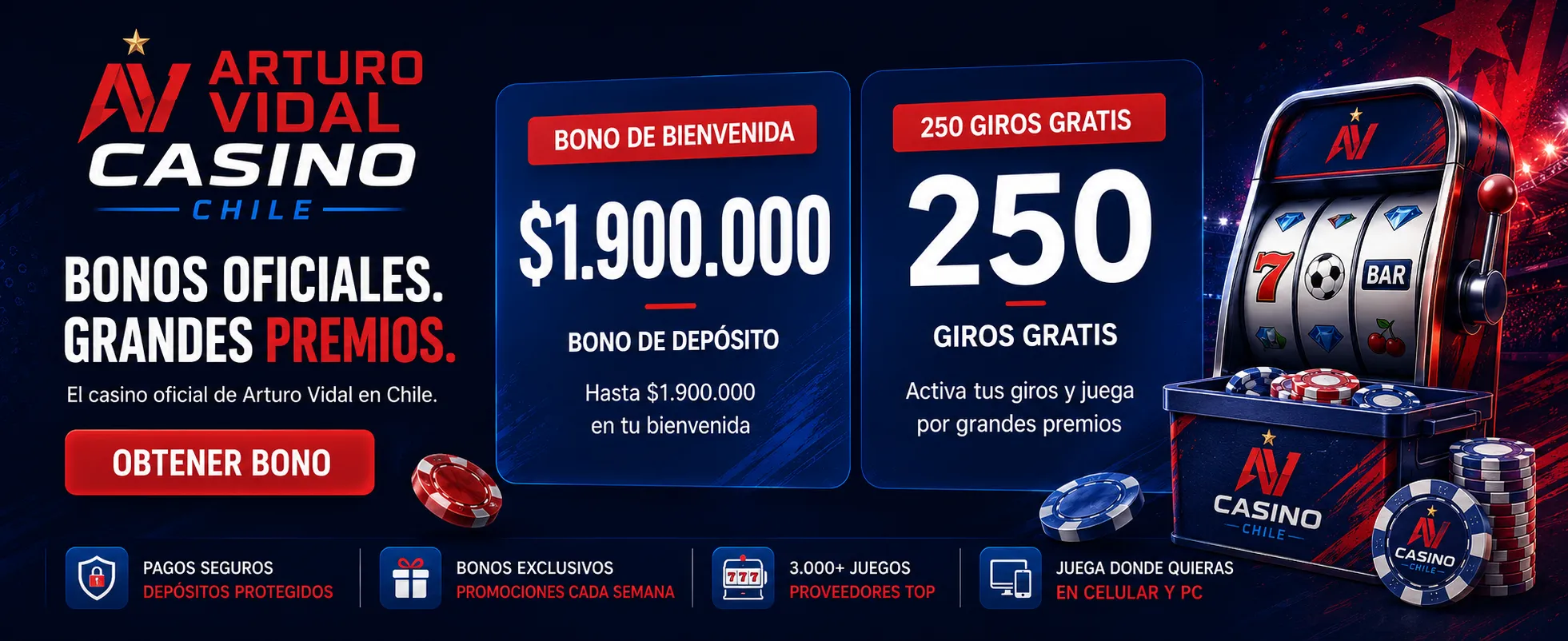 Bonos oficiales de Arturo Vidal Casino Chile